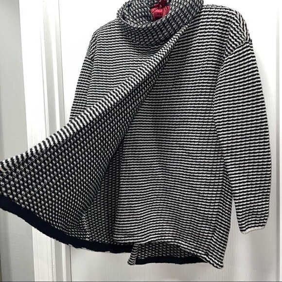 Cabi Fergie Fervor Sweater Cowl Neck Turtle Funnel Neck Split Stripe Chunky Knit - Picture 6 of 8